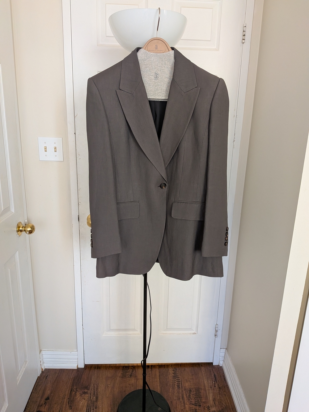 Brunello Cuccinelli Gray Single-Button Blazer Women's Size 42 Italy